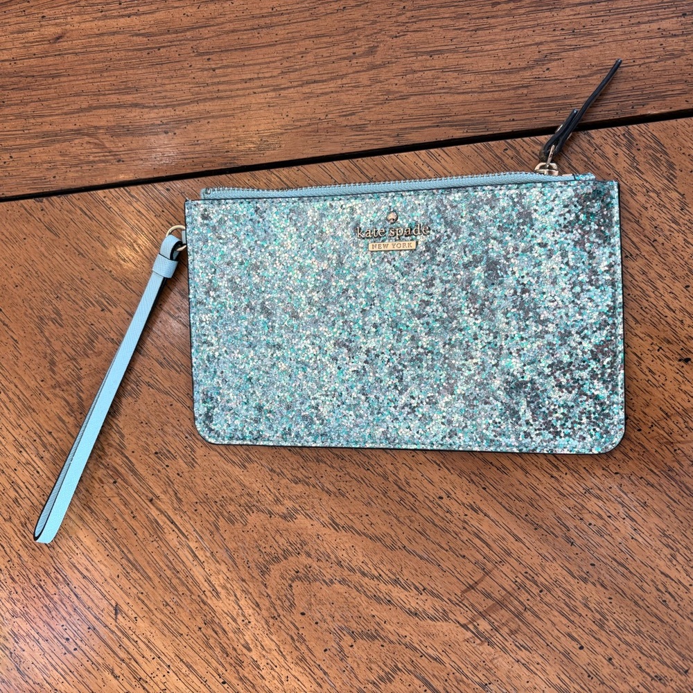Sparkly blue Kate Spade wristlet